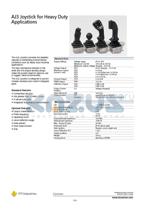 AJ3OX12Y12NANPW1C2S1J5 datasheet - AJ3 Joystick for Heavy Duty Applications