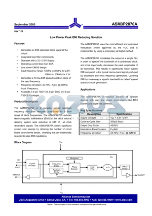 ASM3I2870A-08SR datasheet - Low Power Peak EMI Reducing Solution