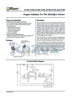 A1150_V5 datasheet - Chopper-Stabilized, Two Wire Hall-Effect Switches