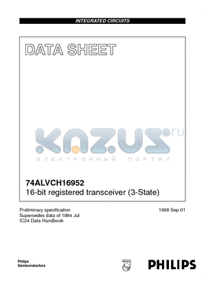 74ALVCH16952 datasheet - 16-bit registered transceiver 3-State