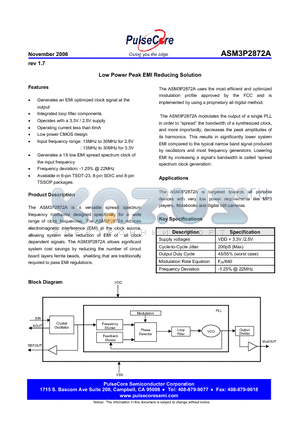 ASM3I2872AF-06OR datasheet - Low Power Peak EMI Reducing Solution