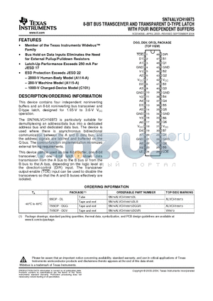 74ALVCH16973DGGRE4 datasheet - 8-BIT BUS TRANSCEIVER AND TRANSPARENT D-TYPE LATCH WITH FOUR INDEPENDENT BUFFERS