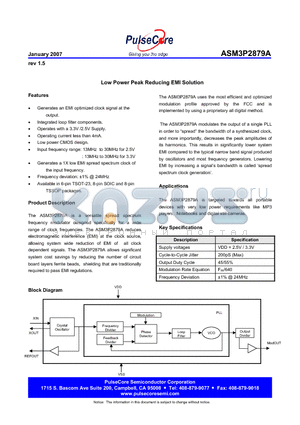 ASM3I2879AF-08SR datasheet - Low Power Peak Reducing EMI Solution