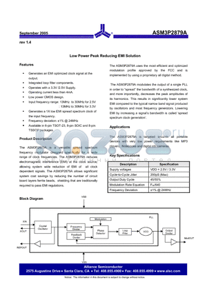 ASM3I2879AG-08TR datasheet - Low Power Peak Reducing EMI Solution