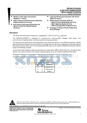 74ALVCH32245 datasheet - 32-BIT BUS TRANSCEIVER WITH 3-STATE OUTPUTS