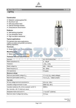 A1156 datasheet - AC Film Capacitors Lighting