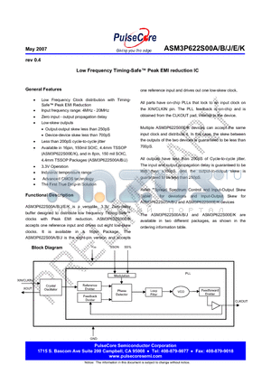 ASM3I622S00AG-08-SR datasheet - Low Frequency Timing-Safe Peak EMI reduction IC