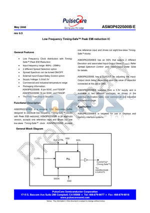 ASM3I622S00BG-08-ST datasheet - Low Frequency Timing-Safe Peak EMI reduction IC