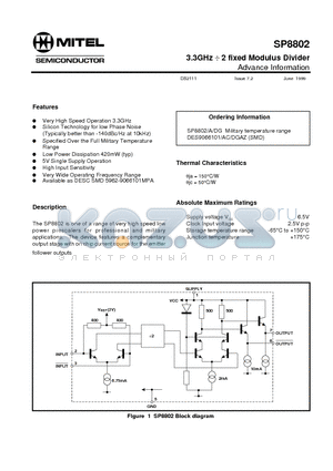 DES9066101DGAZ datasheet - 3.3GHz  2 fixed Modulus Divider