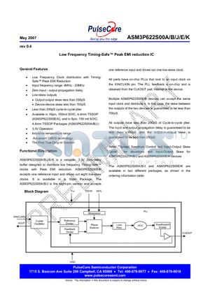 ASM3I622S00JF-08-TR datasheet - Low Frequency Timing-Safe Peak EMI reduction IC