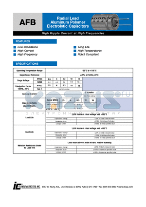 107AFB016M datasheet - Radial Lead Aluminum Polymer Electrolytic Capacitors