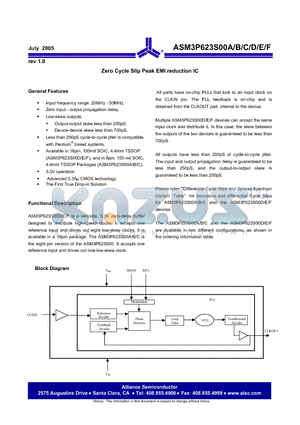 ASM3I623S00FG-16-ST datasheet - Zero Cycle Slip Peak EMI reduction IC