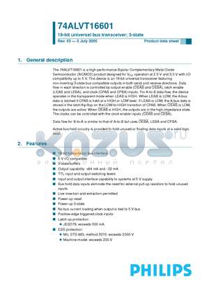 74ALVT16601DGG datasheet - 18-bit universal bus transceiver; 3-state