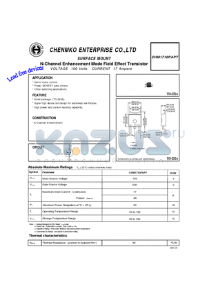 CHM1710PAPT datasheet - N-Channel Enhancement Mode Field Effect Transistor