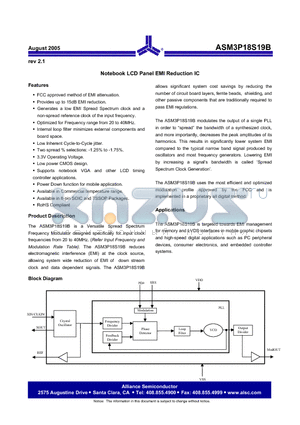 ASM3P18S19B-08TR datasheet - Notebook LCD Panel EMI Reduction IC