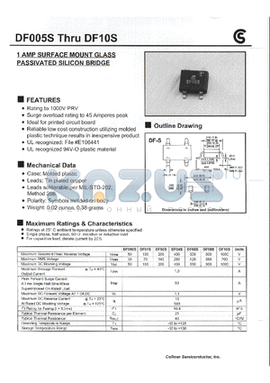 DF005S datasheet - 1 AMP SURFACE MOUNT GLASS PASSIVATED SILICON BRIDGE