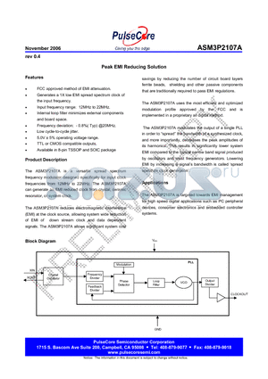 ASM3P2107A datasheet - Peak EMI Reducing Solution