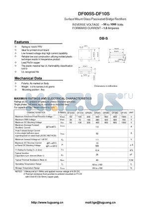 DF005S datasheet - Surface Mount Glass Passivated Bridge Rectifiers