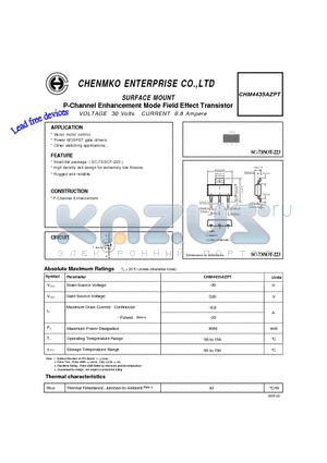 CHM4435AZPT datasheet - P-Channel Enhancement Mode Field Effect Transistor