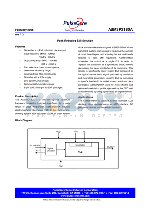 ASM3P2180A datasheet - Peak Reducing EMI Solution