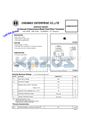 CHM634PAPT datasheet - N-Channel Enhancement Mode Field Effect Transistor