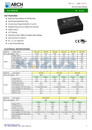AJC-15S datasheet - AC-DC Power Module