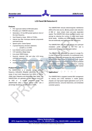 ASM3P2184A-08TT datasheet - LCD Panel EMI Reduction IC