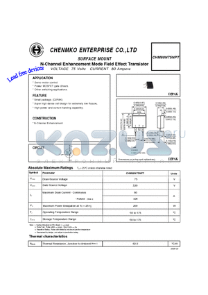 CHM80N75NPT datasheet - N-Channel Enhancement Mode Field Effect Transistor