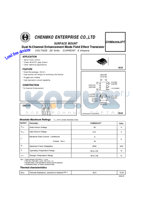 CHM8206JPT datasheet - Dual N-Channel Enhancement Mode Field Effect Transistor