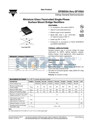 DF01SA datasheet - Miniature Glass Passivated Single-Phase Surface Mount Bridge Rectifiers