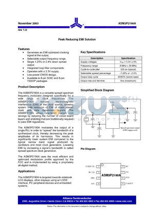 ASM3P2190A-08SR datasheet - Peak Reducing EMI Solution