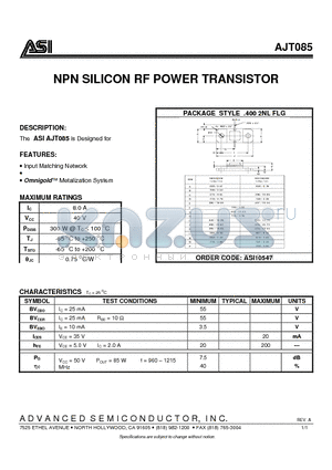 AJT085 datasheet - NPN SILICON RF POWER TRANSISTOR