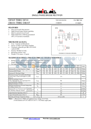 DF02 datasheet - SINGLE-PHASE BRIDGE RECTIFIER