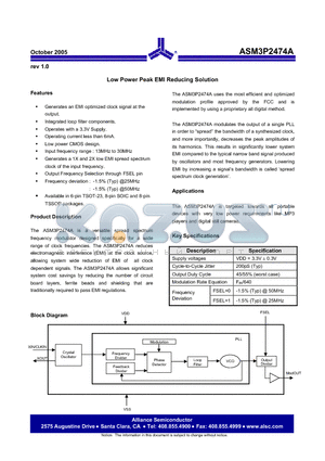 ASM3P2474AG-06OR datasheet - Low Power Peak EMI Reducing Solution