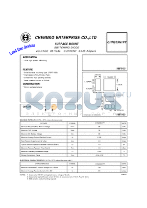 CHN203N1PT datasheet - SWITCHING DIODE