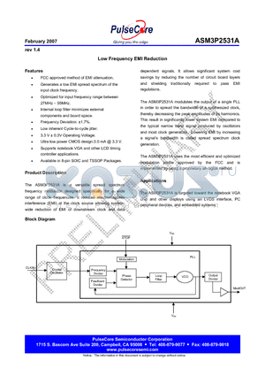 ASM3P2531A datasheet - Low Frequency EMI Reduction