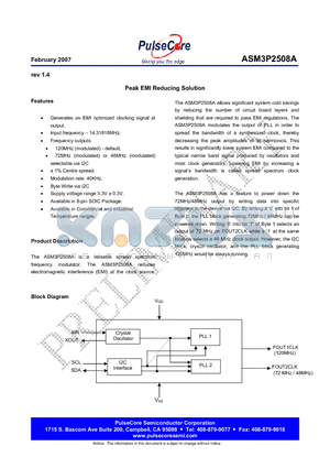 ASM3P2508AG-08SR datasheet - Peak EMI Reducing Solution