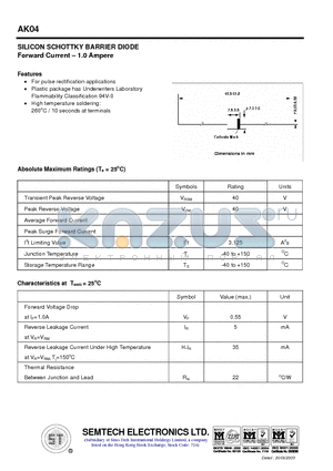 AK04 datasheet - SILICON SCHOTTKY BARRIER DIODE