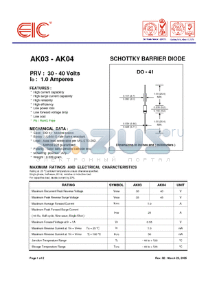 AK04 datasheet - SCHOTTKY BARRIER DIODE