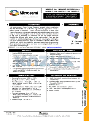 1N4965US datasheet - VOIDLESS-HERMETICALLY-SEALED Surface Mount 5 WATT GLASS ZENER