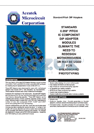 AK08D datasheet - Standard Pitch DIP Adapters