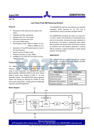 ASM3P2579AF-08ST datasheet - Low Power Peak EMI Reducing Solution