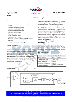 ASM3P2590AF-06-OR datasheet - Low Power Peak EMI Reducing Solution