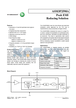 ASM3P2598A datasheet - Peak EMI Reducing Solution