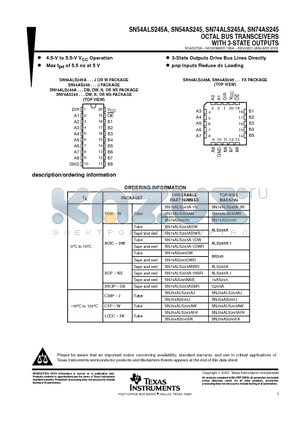 74AS245 datasheet - OCTAL BUS TRANSCEIVERS WITH 3-STATE OUTPUTS