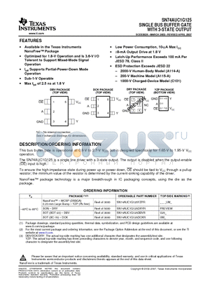74AUC1G125DCKRE4 datasheet - SINGLE BUS BUFFER GATE WITH 3-STATE OUTPUT