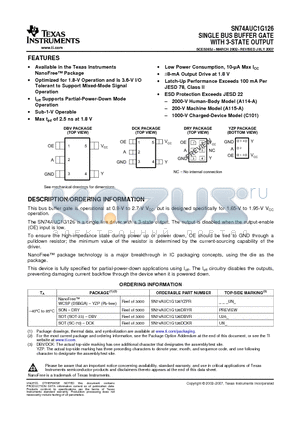 74AUC1G126DBVRE4 datasheet - SINGLE BUS BUFFER GATE WITH 3-STATE OUTPUT