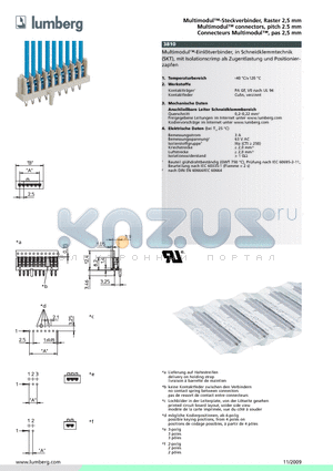 381003 datasheet - Multimodul-Steckverbinder, Raster 2,5 mm