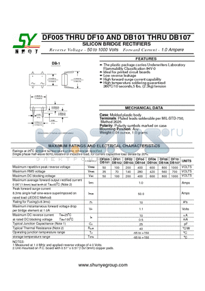 DF06DB105 datasheet - SILICON BRIDGE RECTIFIERS