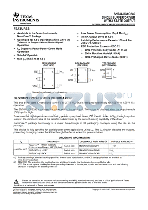 74AUC1G240DBVRG4 datasheet - SINGLE BUFFER/DRIVER WITH 3-STATE OUTPUT